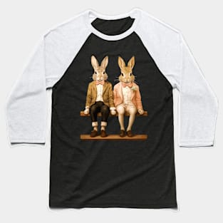 Easter Rabbits On Park Bench Bunny Lovers Baseball T-Shirt